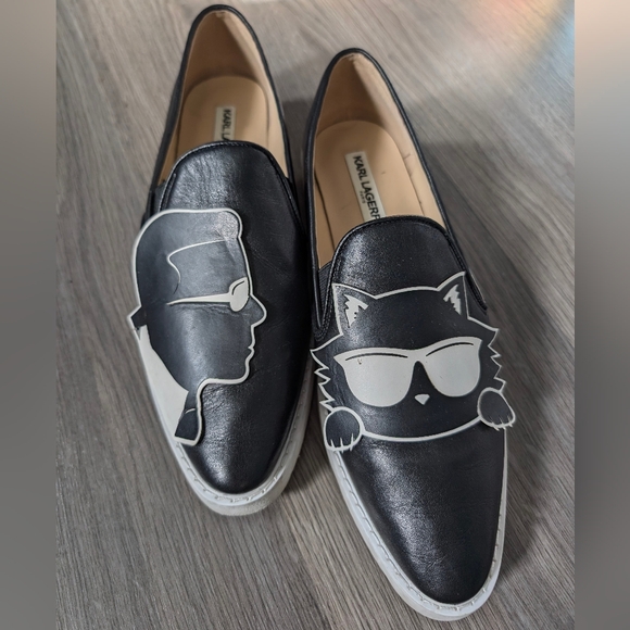 Karl Lagerfeld Leather Slip On with a cat - Picture 5 of 11